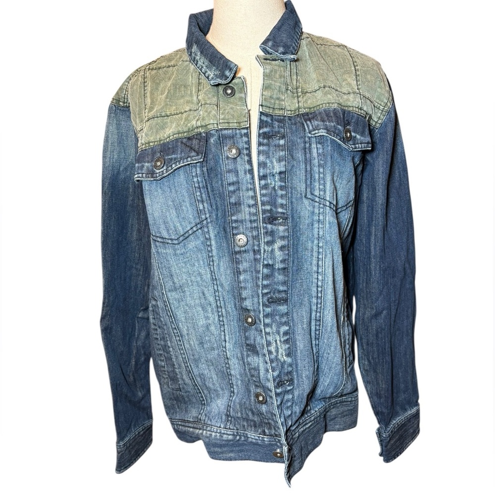 Parish Nation Denim Jacket Two Tone Blue Olive Men's M